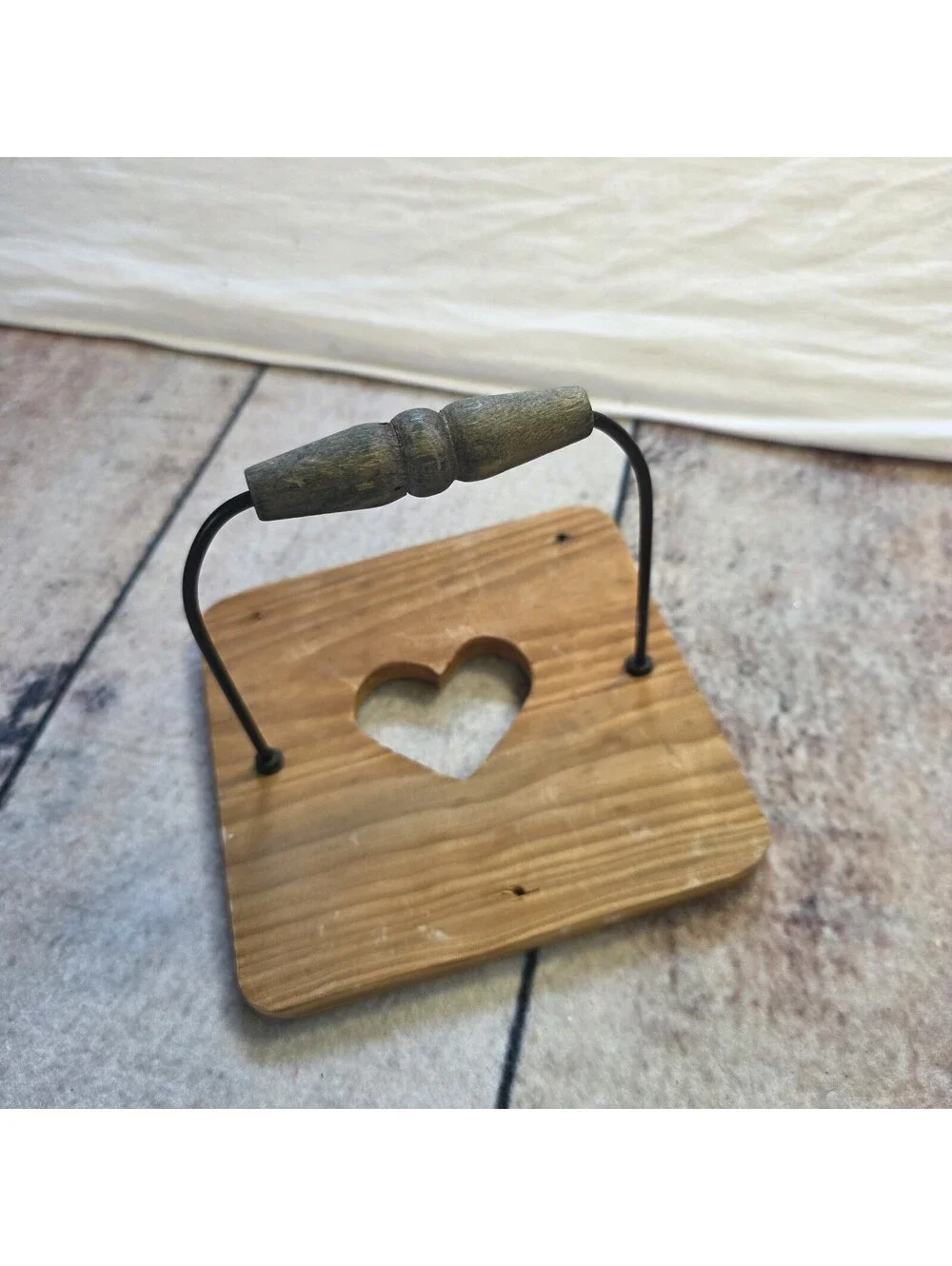 Vintage Wooden Heart Shaped Decorative Cookie Press Hanger Primitive, Rustic